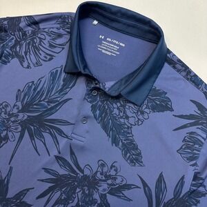 Under Armour Men's 2XL Playoff Polo Shirt Blue Floral AOP Golf Performance
